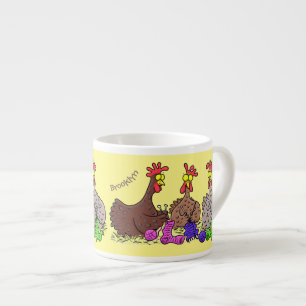 Tasse Expresso Drôle dessin animé de poulets de tricot