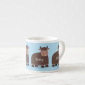 Tasse Expresso Drôle joyeux yak mangeant de l'herbe dessin d'illu (Devant droit)