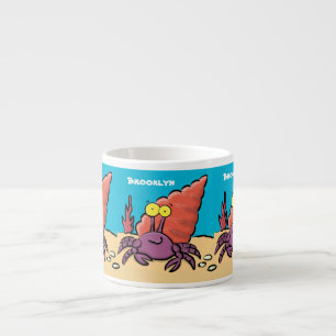 Tasse Expresso Drôle mignon caricature pourpre crabe ermite