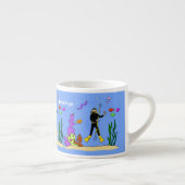 Tasse Expresso Drôle plongeur et poisson mer créatures dessin ani (Droite)