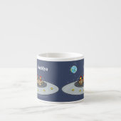 Tasse Expresso Drôle poule dans l'espace dessin animé (Devant)