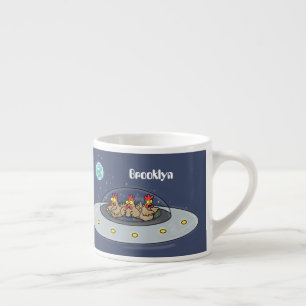 Tasse Expresso Drôle poule dans l'espace dessin animé