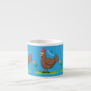 Tasse Expresso Drôle poulet rustique whimsical dessin animé