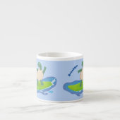 Tasse Expresso Drôle tortue vague de surf dessin animé (Devant)