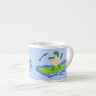 Tasse Expresso Drôle tortue vague de surf dessin animé