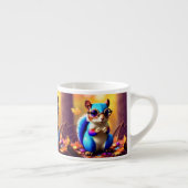 Tasse Expresso Écureuil bleu mignon avec lunettes (Droite)
