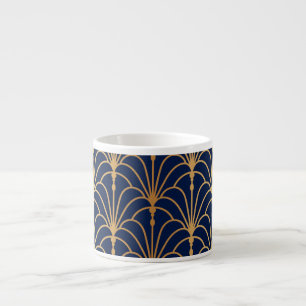 Tasse Expresso Elégance orientale : Motif de ventilateur d'or