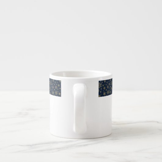 Tasse Expresso Elegant Gold Snowflake Winter Pattern (Dos)