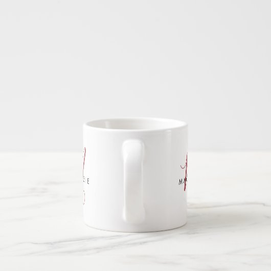 Tasse Expresso Élégant Monogramme blanc moderne (Dos)