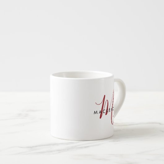 Tasse Expresso Élégant Monogramme blanc moderne (Devant droit)