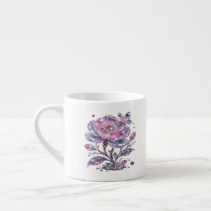Tasse Expresso Élégant motif botanique rose poudré