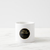 Tasse Expresso Élégant Script moderne Noir et Or Noël (Devant)