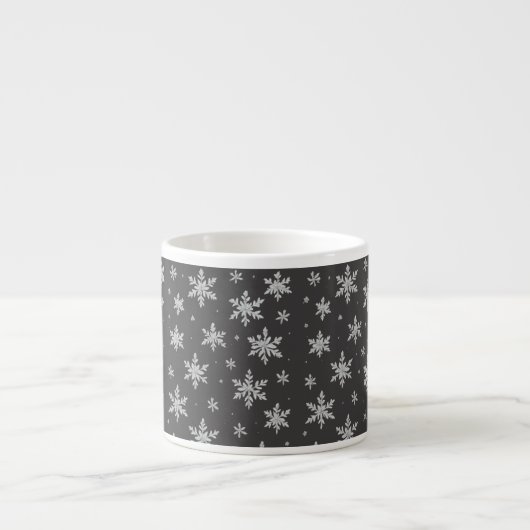 Tasse Expresso Elegant Silver Snowflake | Winter Holiday  (Devant)