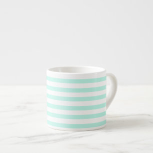 Tasse Expresso Élégantes rayures Turquoises et blanches