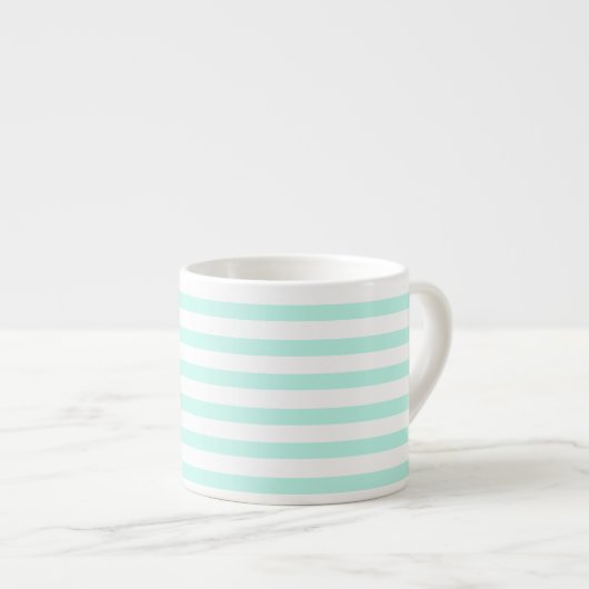 Tasse Expresso Élégantes rayures Turquoises et blanches (Devant droit)