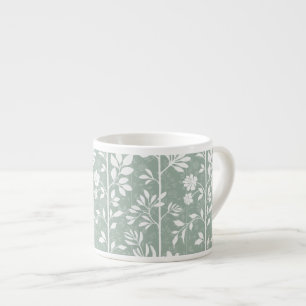 Tasse Expresso Élégantes silhouettes botaniques Art en vert sauge