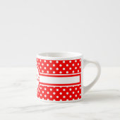 Tasse Expresso Élégants Pois blancs sur Monogramme rouge (Droite)