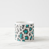 Tasse Expresso Empreinte de léopard Aqua, Gris, Blanc (Devant)