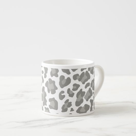 Tasse Expresso Empreinte de léopard blanc et gris (Devant droit)