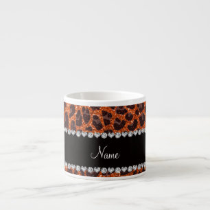 Tasse Expresso Empreinte de léopard de parties scintillant orange