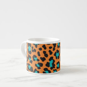 Tasse Expresso Empreinte de léopard Orange, Noir, Aqua