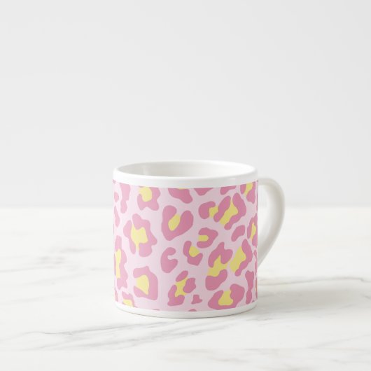 Tasse Expresso Empreinte de léopard rose et jaune (Devant droit)