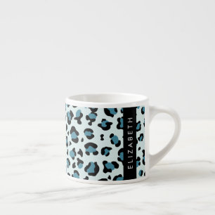 Tasse Expresso Empreinte de léopard, Spots, Leopard Bleu, Votre N