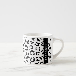Tasse Expresso Empreinte de léopard, Spots, Noir Et Blanc, Votre