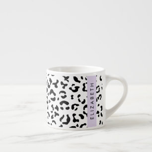Tasse Expresso Empreinte de léopard, Spots, Noir Et Blanc, Votre