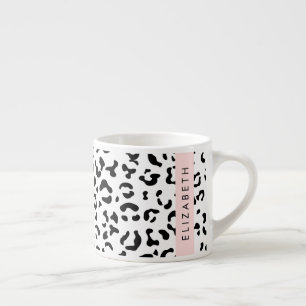 Tasse Expresso Empreinte de léopard, Spots, Noir Et Blanc, Votre