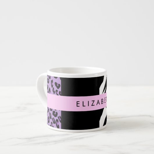 Tasse Expresso Empreinte de léopard, Zebra Print, Purple, Votre n (Devant gauche)