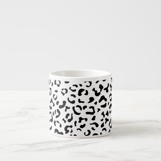 Tasse Expresso Empreinte de léopard, Zones Léopard, Noir Et Blanc (Devant)