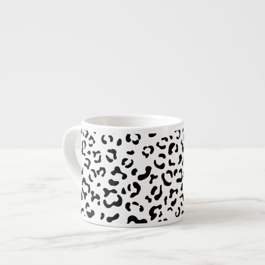 Tasse Expresso Empreinte de léopard, Zones Léopard, Noir Et Blanc (Devant gauche)