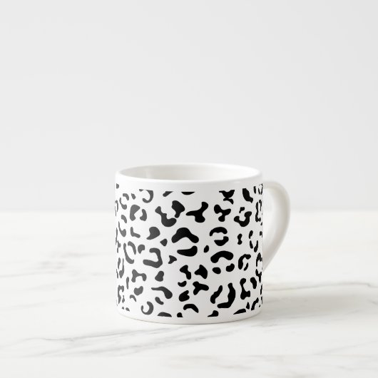 Tasse Expresso Empreinte de léopard, Zones Léopard, Noir Et Blanc (Devant droit)