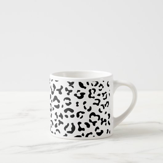 Tasse Expresso Empreinte de léopard, Zones Léopard, Noir Et Blanc (Droite)