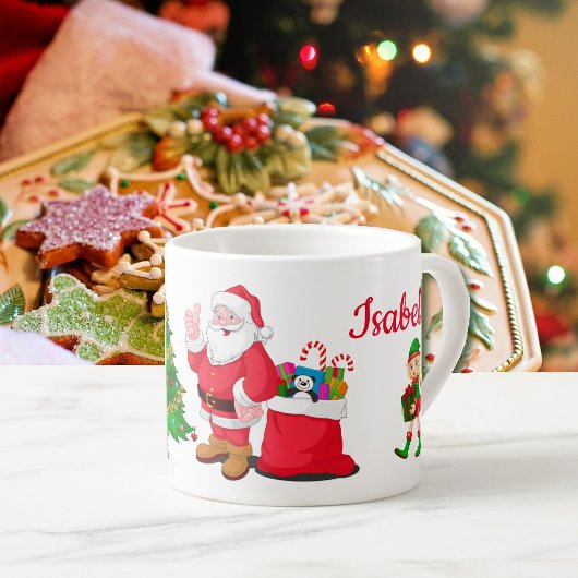 Tasse Expresso Enfant's Christmas Cup Ajouter Nom Père Noël et Ar
