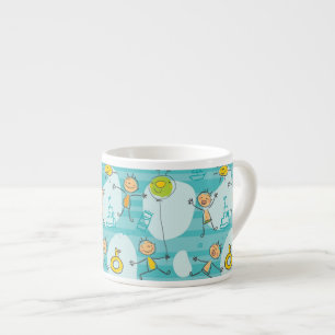 Tasse Expresso Enfants mignons jouant sur le motif de plage