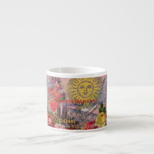 Tasse Expresso Espagne Vintage Soleil Voyage Collage Rétro Europe