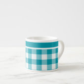 Tasse Expresso Espresso Mug, Turquoise et blanc Check En vichy (Devant droit)