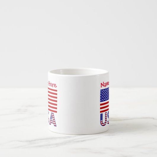 Tasse Expresso Etats-Unis Amérique Drapeau Rouge Personnalisation (Devant)