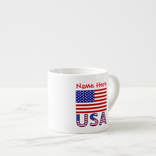 Tasse Expresso Etats-Unis Amérique Drapeau Rouge Personnalisation (Devant droit)