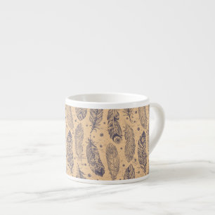 Tasse Expresso Ethnic Feather Outline Motif