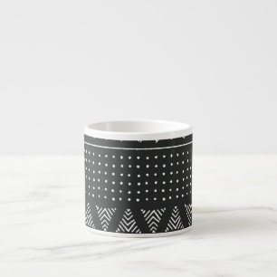 Tasse Expresso Ethnie tribale : motif noir blanc.