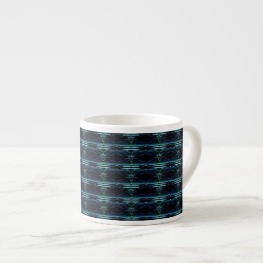 Tasse Expresso Etoiles arc-en-ciel bleu vert, Motif Artdeco (Devant droit)