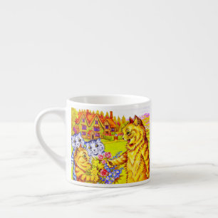 Tasse Expresso Famille de chats dans le jardin