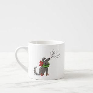 Tasse Expresso Fantaisie Loup Noël Joyeux Howlidays Holiday