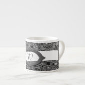 Tasse Expresso Faux Chrome Mini Box Design & Monogramme (Devant droit)