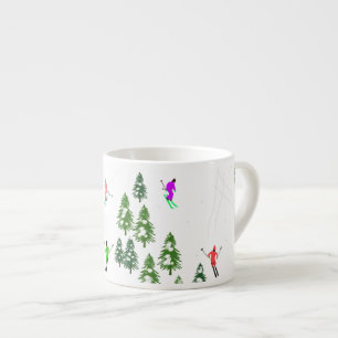 Tasse Expresso Fête d'Illustration de ski alpin Freeride