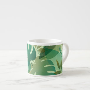 Tasse Expresso Feuillage Tropical Feuilles Vertes Aériennes