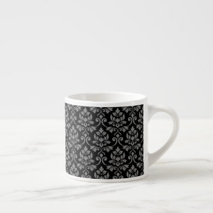 Tasse Expresso Feuille Damask Gris sur noir